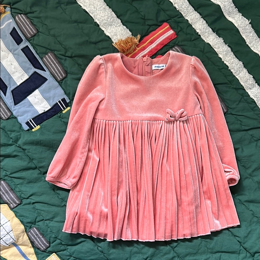Mayoral Blush Velvet Kids Dress